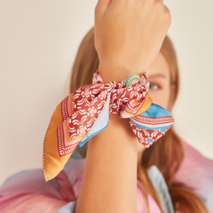 Modern Patchwork <b>Micro</b>-Pattern Bandana Small Square Silk Feel Neck Scarf Fashion Polyester Satin <b>Machine</b> Hemmed - Product Image 2