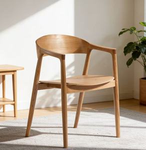 Sedia da Pranzo dal Design Moderno Realizzata in Legno di Quercia Resistente, Sedia con Braccioli <span class=keywords><strong>per</strong></span> Sala da Pranzo in Legno Naturale <span class=keywords><strong>per</strong></span> Arredamento d'Interni - Product Image 5