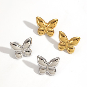 ต่างหูรูปผีเสื้อ สแตนเลสสตีล ชุบทอง 18k สีเงิน ทนทานต่อการเปลี่ยนสี ไทเทเนียมสตีล เครื่องประดับแฟชั่นสำหรับผู้หญิง - Product Image 3