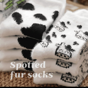 LS Soft and Cute Spotted <b>Fur</b> <b>Socks</b> for Women Comfortable Sleep <b>Socks</b> with Cow Pattern - Product Image 1