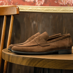 Chaussures habillées en cuir pour hommes à bout pointu, mocassins souples décontractés, chaussures de bureau formelles, en peau de daim - Product Image 5