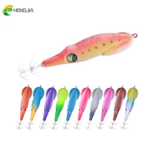 9.4CM-6G HENGJIA baru 3D mata mewah umpan Jig cumi kayu udang umpan pancing cumi-cumi