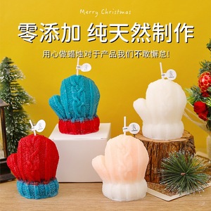 Glove Shaped Scented Candle <b>Red</b> Blue Christmas Home Decoration Handmade Soy Wax Aromatherapy <b>Ornament</b> - Product Image 4