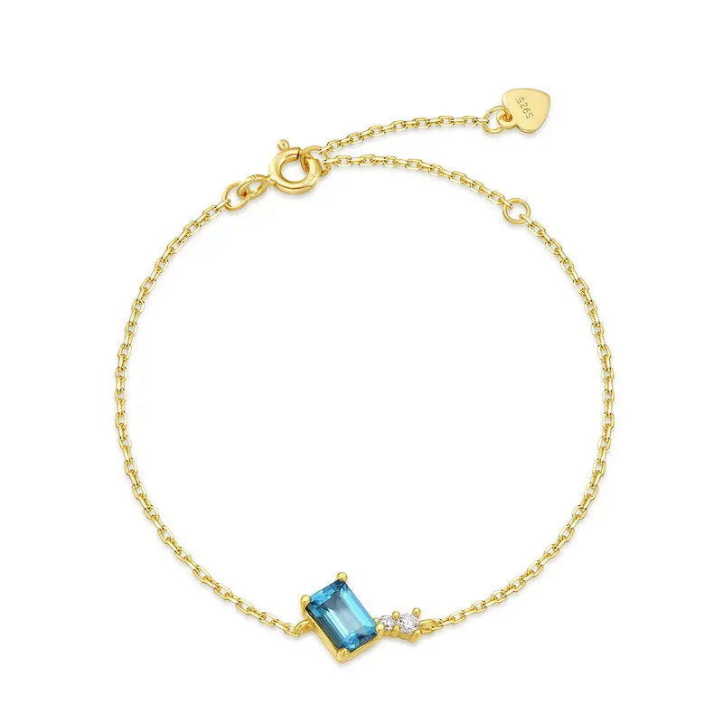 Chaozhong S925 Zilveren Armband Flakkeren Twinkelende Minimalistische Ingelegde Blauwe Topaz Armband Vrouwen Sieraden