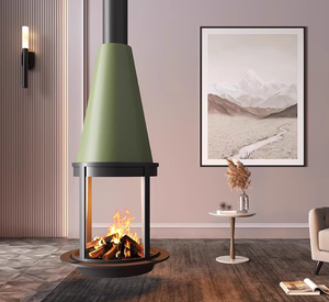 <span class=keywords><strong>Cheminée</strong></span> <span class=keywords><strong>suspendue</strong></span> moderne JK 565 mm en acier, bioéthanol/bois, sans fumée, écologique, montage au plafond intérieur - Product Image 2