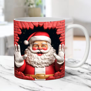 Taza de Café/Té de Cerámica Reutilizable de 11 oz con Diseño 3D de Santa Claus, Apta para Alimentos, para Navidad, con 8 Estilos Diferentes - Product Image 4