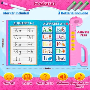 Livre sonore d'apprentissage ABC, livre interactif avec <span class=keywords><strong>alphabet</strong></span> anglais et <span class=keywords><strong>espagnol</strong></span>, comptage, musique et activités de traçage - Product Image 4