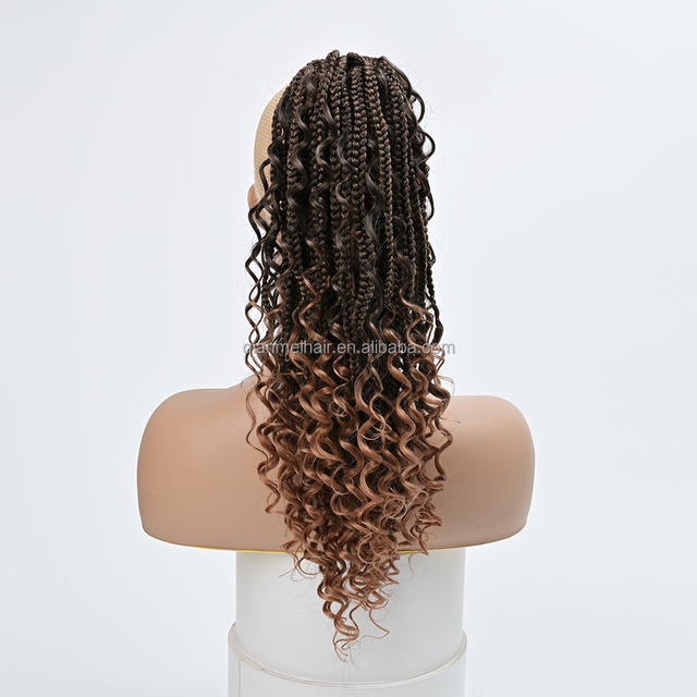 Boho Box Senegal Braids Ponytail Hairpiece Clip in Braiding Curly Ponytail Crochet Braided Drawstring Ponytail Hair Extensions