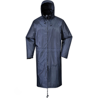 Imperméable unisexe en polyester noir, veste de pluie longue à capuche avec fermeture éclair imperméable, vêtements de pluie