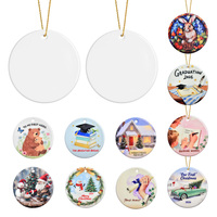 Vente en gros de boules de sapin de Noël rondes à la mode personnalisées en céramique blanche et en forme de cœur