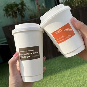 แก้วกาแฟกระดาษสองชั้นพร้อมสติกเกอร์ปรับแต่งได้ เหมาะสำหรับงานเลี้ยงวันเกิดและแก้วกระดาษแบบกลวง - Product Image 3