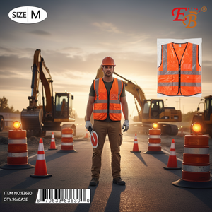 Gilet de sécurité haute visibilité orange taille M gilet réfléchissant en polyester personnalisable avec fermeture à glissière étanche à l'eau 96 pièces/cs - Product Image 4