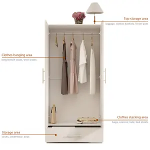 Cheap Modern Wooden Bedroom Furniture Simple Wardrobe Designs White Armoire Flat Pack