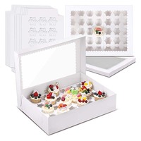 Boîtes jetables pour cupcakes et muffins avec fenêtre, en carton blanc découpé, mini-boîtes à cupcakes