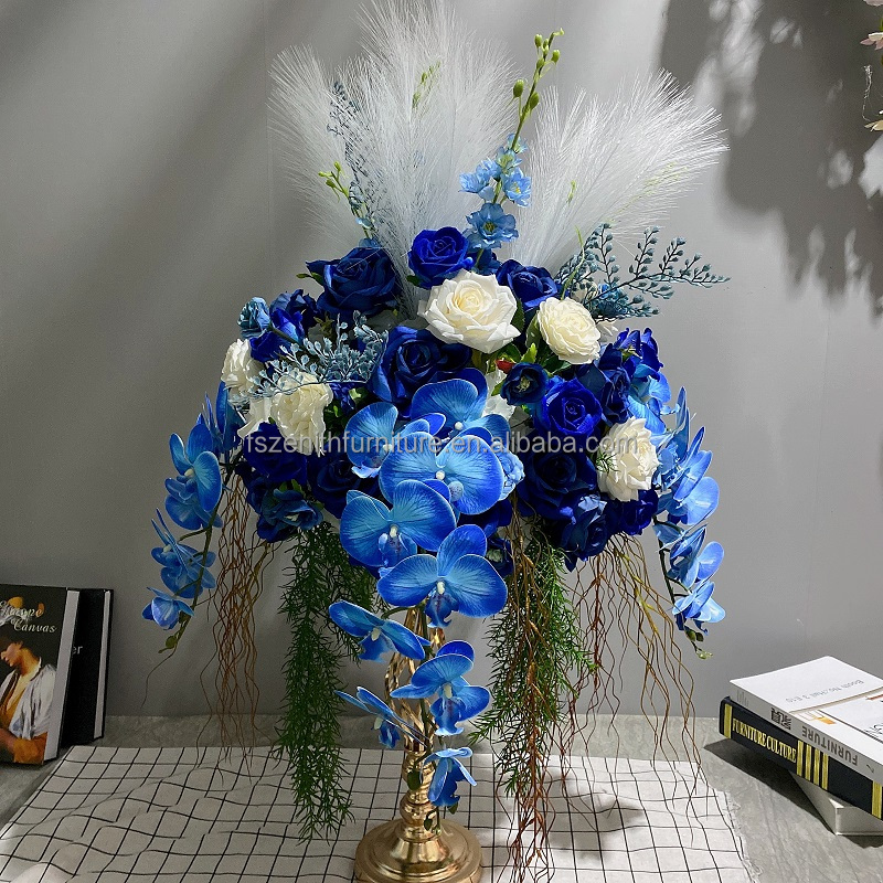 TINGE TIME Wedding Centerpieces Set Of 2 - Large Dusty Blue Artificial Flower Arrangements With Baskets | Rustic Table Decor - View #9