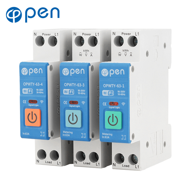 WiFi Smart Circuit  Breaker 63A  Earth Leakage Over Under Voltage Protector Relay Device Switch Breaker Energy Power kWh Meter