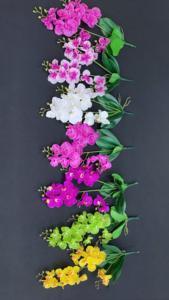 ZY2074 ZUOYI 57CM 2 rami 12 teste in lattice artificiale orchidea fiore con foglia per fiori di nozze - Product Image 2