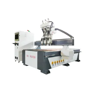 Suministro de fábrica de madera de tres procesos máquina de grabado de talla de madera máquina enrutadora CNC para PVC PDF MDF, etc.