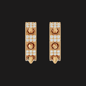 Pendientes de aro con forma de espiga de moissanita en oro rosa con detalles texturizados audaces, diseñados para la moda moderna y un atractivo hip hop llamativo. - Product Image 6