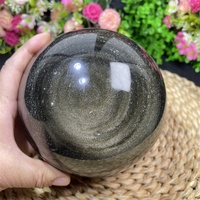 Sphère d'obsidienne magique en or Cristal de guérison naturel Boule d'obsidienne en or pour la décoration