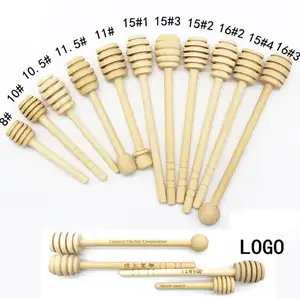 Naturally Handmade Multi Size Customized Wooden Syrup Dippers Spoon Manual Mixing Stirring Wood Honey Dipper Sticks for Honey