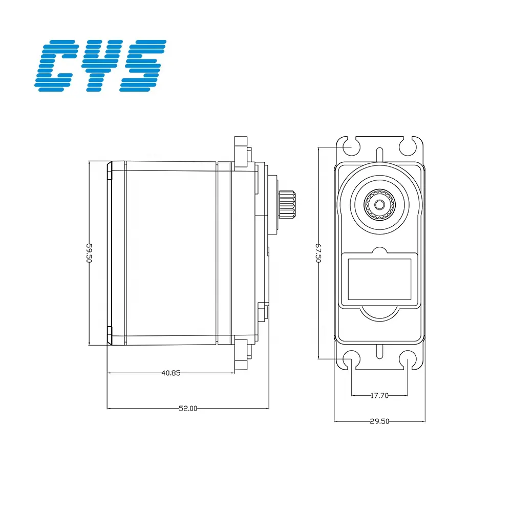 CYS-S0650A 60KG पूर्ण धातु मामले के साथ उच्च टोक़ स्टील गियर डिजिटल निविड़ अंधकार आर सी इमदादी डीसी मोटर के लिए 1/5 आर सी कार