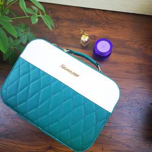 Lavable <span class=keywords><strong>pas</strong></span> <span class=keywords><strong>cher</strong></span> bleu clair bling rose or fermeture éclair cosmétique sac fourre-tout miroir de <span class=keywords><strong>maquillage</strong></span> avec boîte de rangement lumière led - Product Image 6