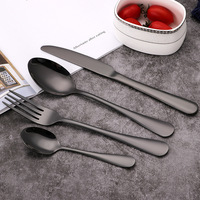 Ensemble de couverts de mariage populaire en acier inoxydable 1010 argenté, doré et argenté, avec couteau, cuillère et fourchette, finition noire mate