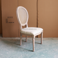 Chaise de salle à manger Louis XVI de Style français de haute qualité avec dos en rotin cadre en bois massif tissu Durable meubles de maison d'hôtel moderne