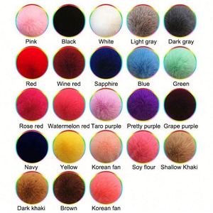 Furry Puff Ball Faux Rabbit <b>Pink</b> Pom Pom Carabiner Keychain 8cm Diameter Plush & Zinc Alloy for Women and Girls - Product Image 2