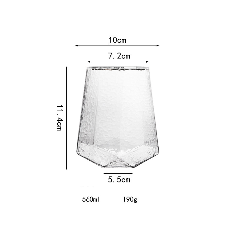 Transparent vertical diamond mouth cup