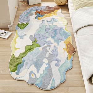 Alfombra de poliéster de felpa con diseño geométrico especial de dibujos animados, resistente a la suciedad, lavable a mano, con base antideslizante, pelo medio, para otoño e invierno. - Product Image 4