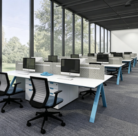 Meubles de bureau commerciaux, poste de travail modulaire, bureau pour 4, 6 ou 8 personnes, bureau cloisonné pour le personnel, table de poste de travail avec cloison