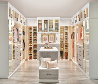 PRIMA Armoire de style ouvert en bois massif de 3.6 mètres Porte-vêtements mural de forme L-U avec cadre en acier personnalisable