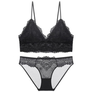 <span class=keywords><strong>Li</strong></span> Yan mince tasse coton rembourré français dentelle Triangle soutien-gorge ensemble adolescente sous-vêtements ensemble dames Sexy fil sans soutien-gorge culotte ensemble - Product Image 6