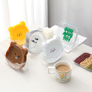 Juego de recipientes para comida con diseño de dibujos animados, forma irregular, plato pequeño transparente para refrigerios, pasteles, frutas, uso en hoteles, café y té. - Product Image 1