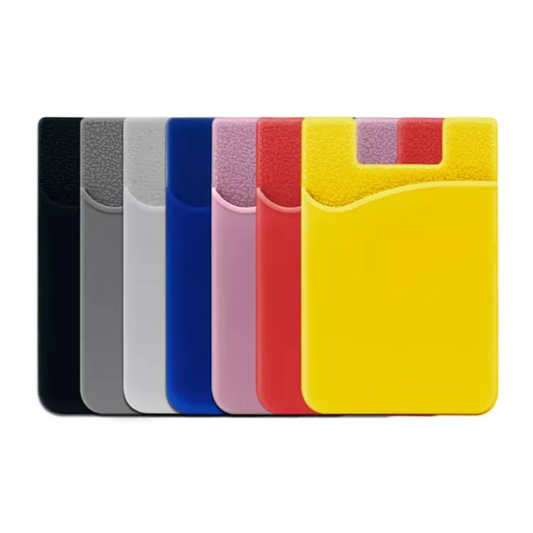 Pochette arrière adhésive en caoutchouc de Silicone personnalisée pour téléphone portable, carte bancaire, portefeuille, étui de téléphone