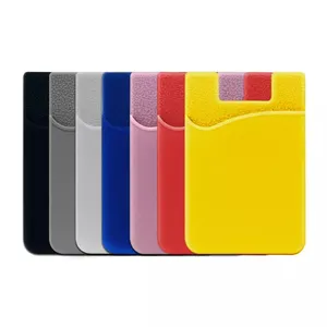 Personalized Silicone Rubber Adhesive Back Pocket Cellphone ID Business Bank Card Holder Wallet Phone Case