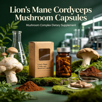 Capsules de Cordyceps Militaris et de Crinière de Lion pour Adultes, Marque Privée, Formule Personnalisée OEM, Naturelles, Véganes/Sans Gélatine