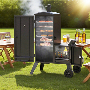 Ahumador Vertical de Carbón Estilo Americano Moderno, Parrilla de Barbacoa Estilo <span class=keywords><strong>Texas</strong></span> Comercial, Construcción de Acero Inoxidable, Altura Ajustable - Product Image 3