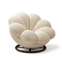 Fauteuil inclinable en sherpa en forme de pétale, une place, pivotant, pour salon, chambre, balcon, détente et sommeil