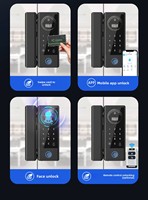 Cerradura Inteligente para Puerta de Vidrio con Reconocimiento Facial 3D, Control por Aplicación Tuya WiFi TTLock, Sin Llave, Sin Perforación, Cerradura Biométrica de Huella Dactilar sin Marco
