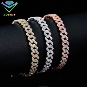 Cadena Cubana de Diamantes Moissanite VVS de 8mm y 2 Filas, Color Blanco/Oro/Rosa, Collar y Pulsera para Hombre y Mujer, Joyería Hip Hop, al Precio Más Bajo - Product Image 6