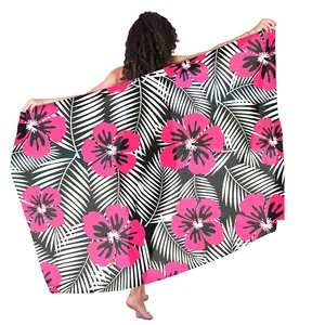批发定制商标Sarong Polynesian部落Sarongs夏威夷海滩游泳女士花卉lavala定制您自己的标志/照片