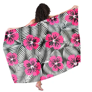 Wholesale Custom Logo Sarong Polynesian Tribal Sarongs Hawaii Beach Swim Ladies Floral lavalava Custom Your Own Logo/Photos