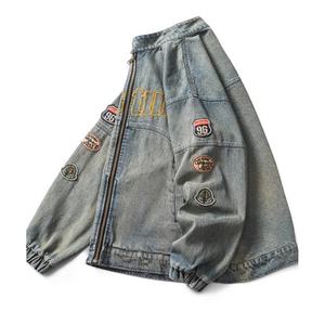 Vestes en jean pour hommes personnalisées, style vintage américain, hip-hop, avec badge brodé, vestes amples pour le printemps - Product Image 2