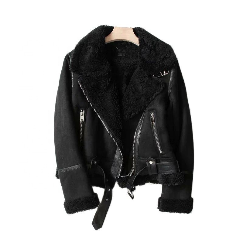Women's Lightweight Faux Leather Motorcycle Jacket - Zip Up Moto Biker Coat Casual Style
