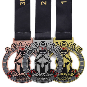 Medalla Deportiva de Metal Personalizada con Diseño de Logotipo 3D en Esmalte Tricolor, Medalla Deportiva Spartan de Aleación de Zinc con Corte Hueco - Product Image 2