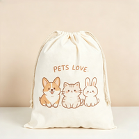 Sacs de rangement en toile recyclable à motif de dessin animé, avec coutures renforcées, simples, faits à la main, vente en gros