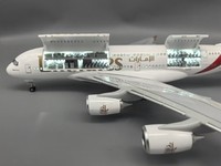 Modèle d'avion A380 en résine transparente de 47cm avec fenêtre ouverte et lumières LED